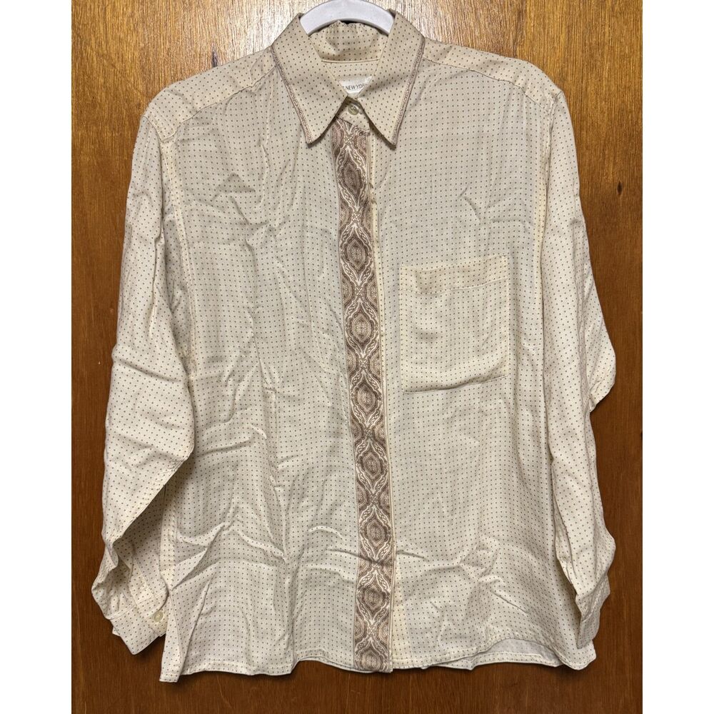 Jones New York Polka Dot Button-up Blouse with Stylish Print Down Front